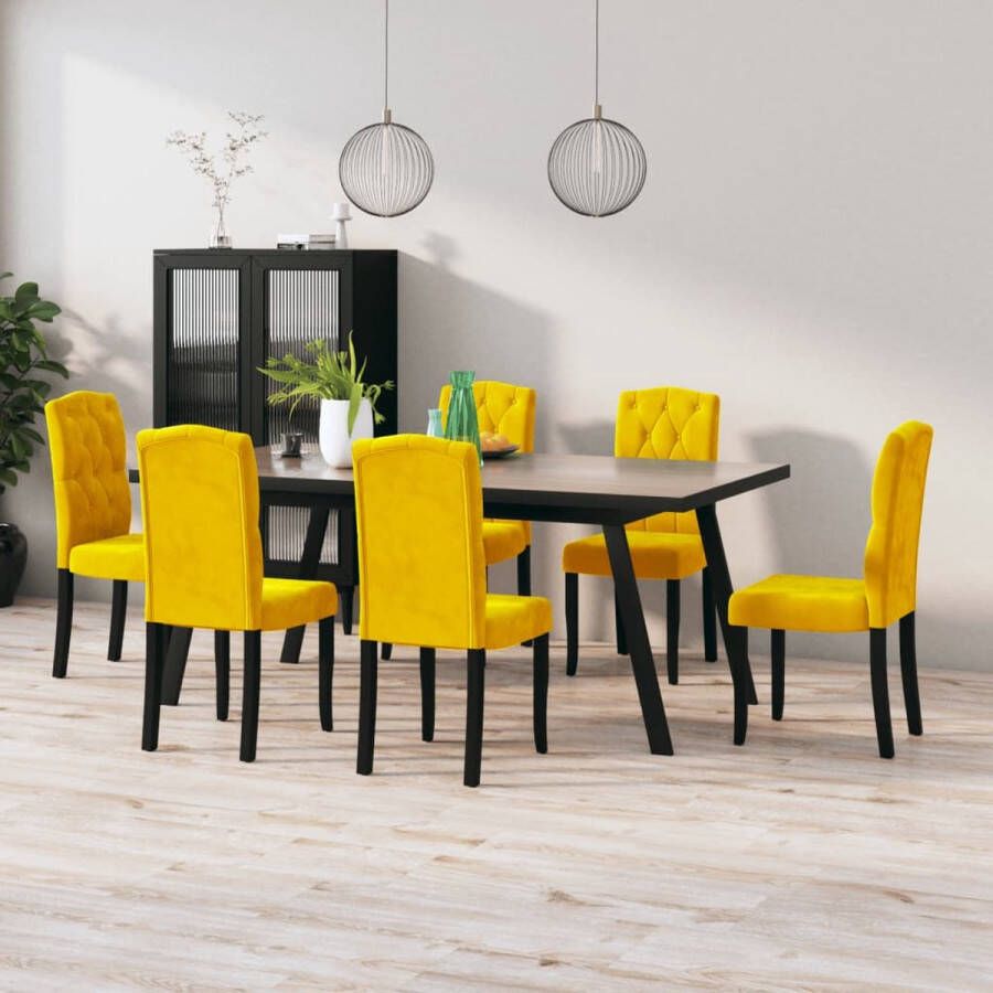 ForYou Prolenta Premium Eetkamerstoelen 6 st fluweel geel