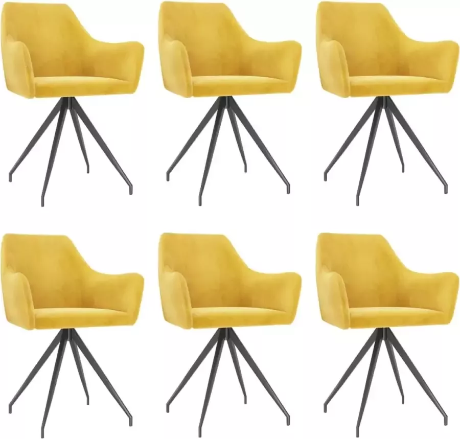 ForYou Prolenta Premium Eetkamerstoelen 6 st fluweel geel - Foto 3