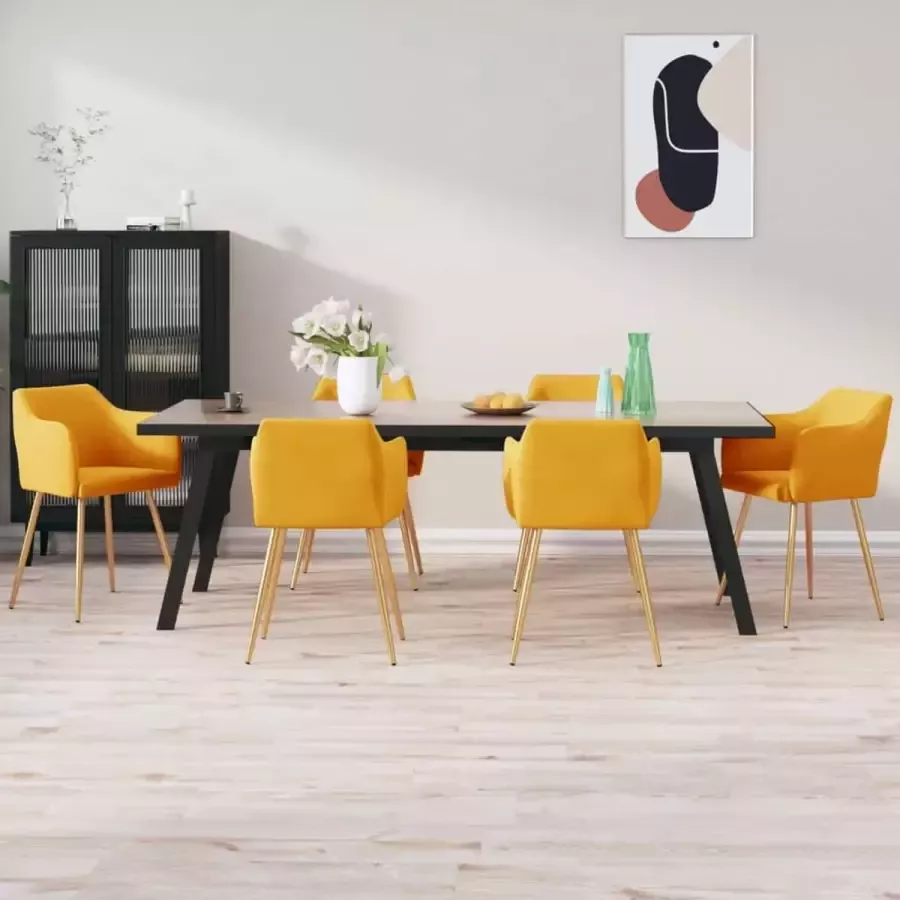 ForYou Prolenta Premium Eetkamerstoelen 6 st fluweel geel