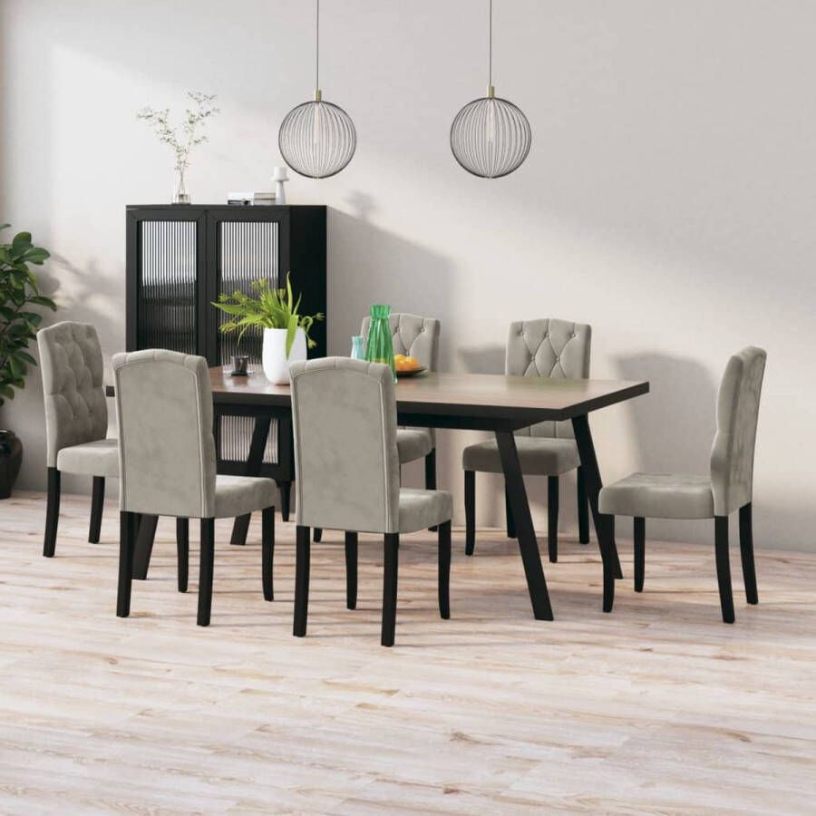 ForYou Prolenta Premium Eetkamerstoelen 6 st fluweel lichtgrijs