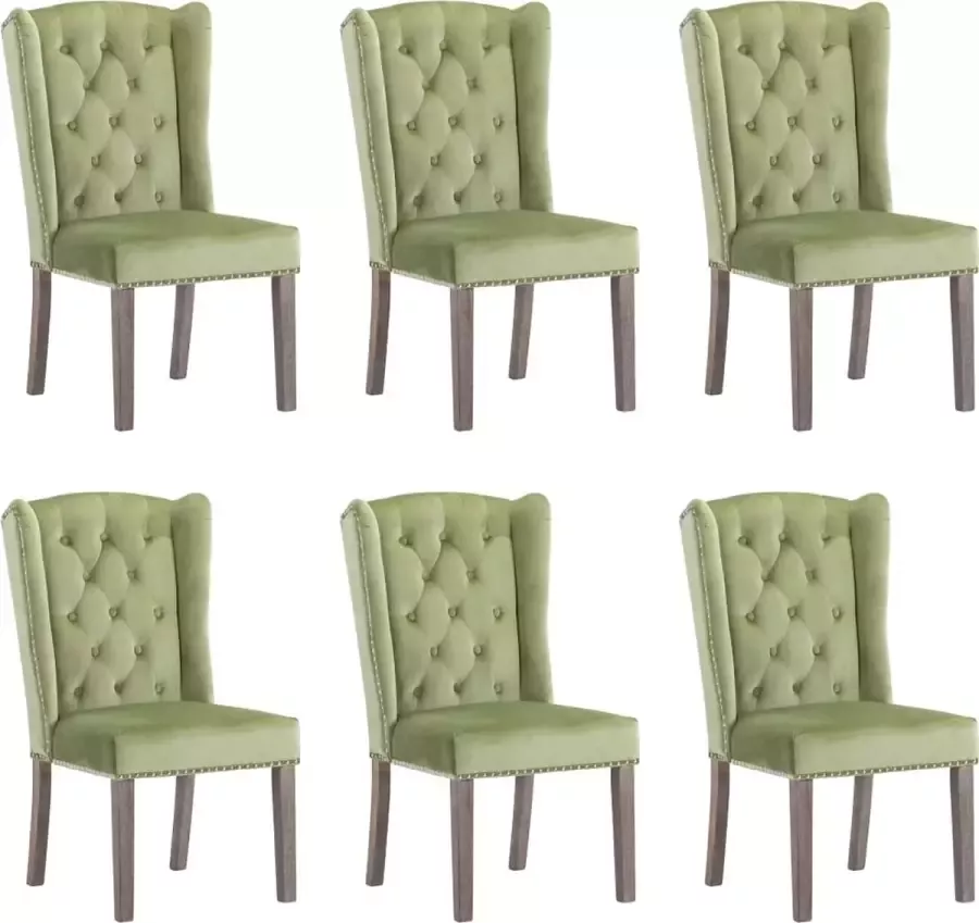 ForYou Prolenta Premium Eetkamerstoelen 6 st fluweel lichtgroen - Foto 4