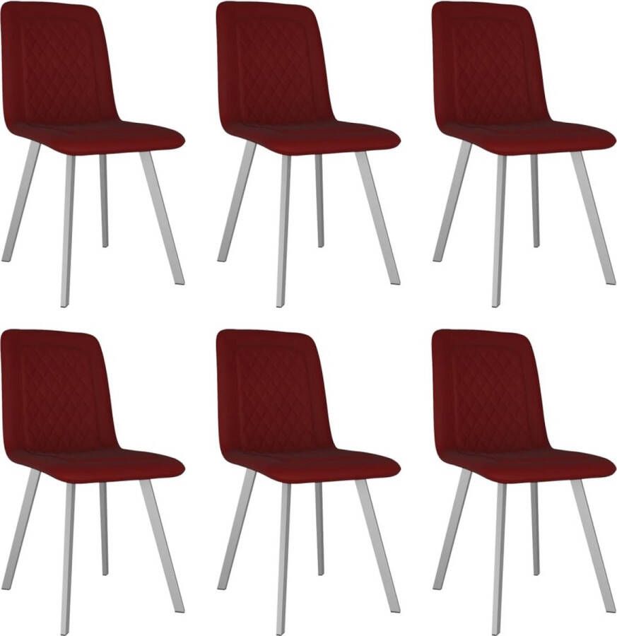 ForYou Prolenta Premium Eetkamerstoelen 6 st fluweel rood