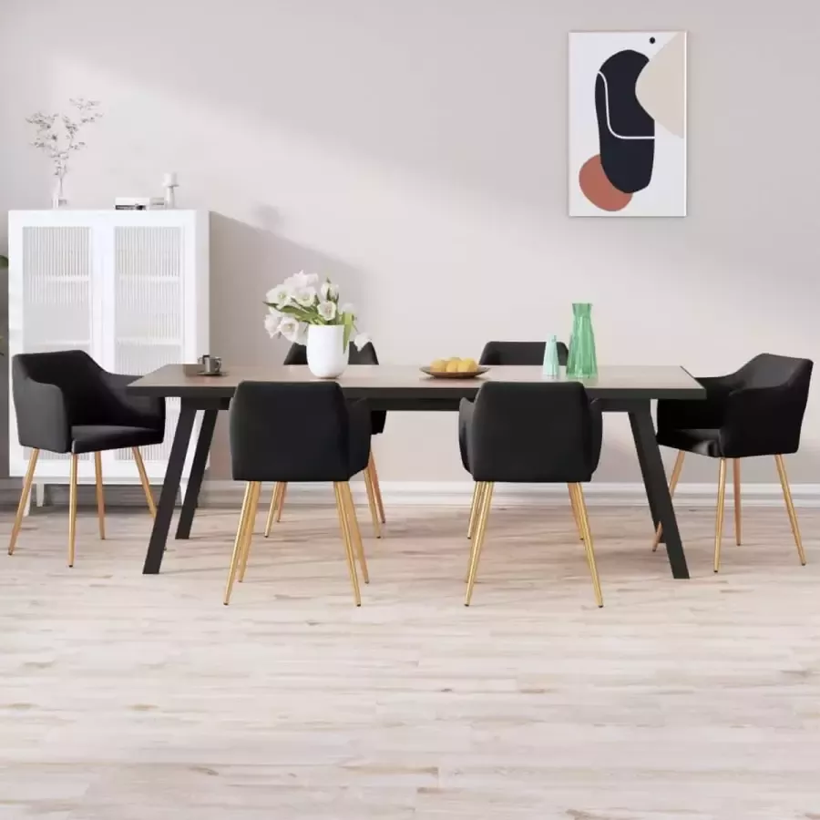 ForYou Prolenta Premium Eetkamerstoelen 6 st fluweel zwart - Foto 2
