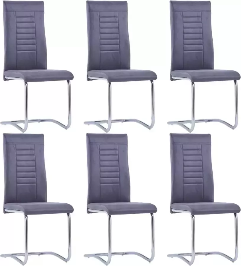 ForYou Prolenta Premium Eetkamerstoelen 6 st kunstsuède grijs