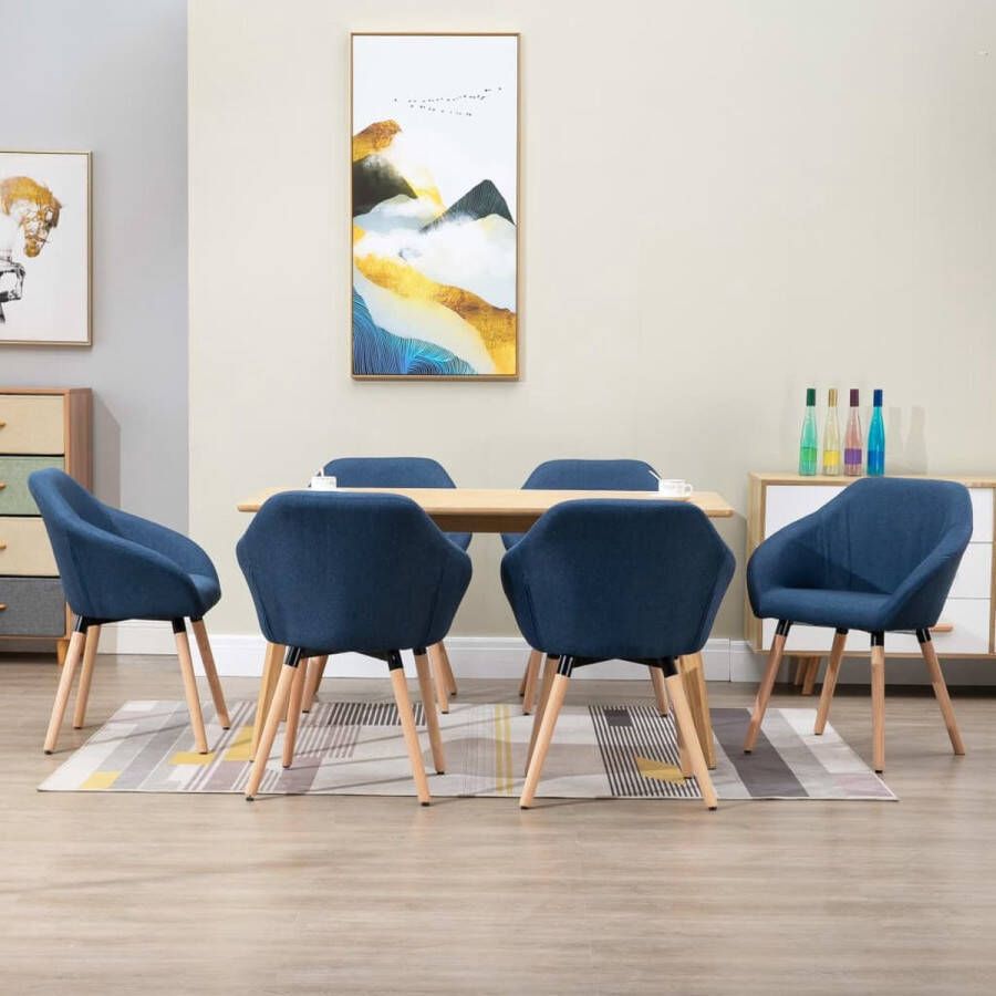 ForYou Prolenta Premium Eetkamerstoelen 6 st stof blauw