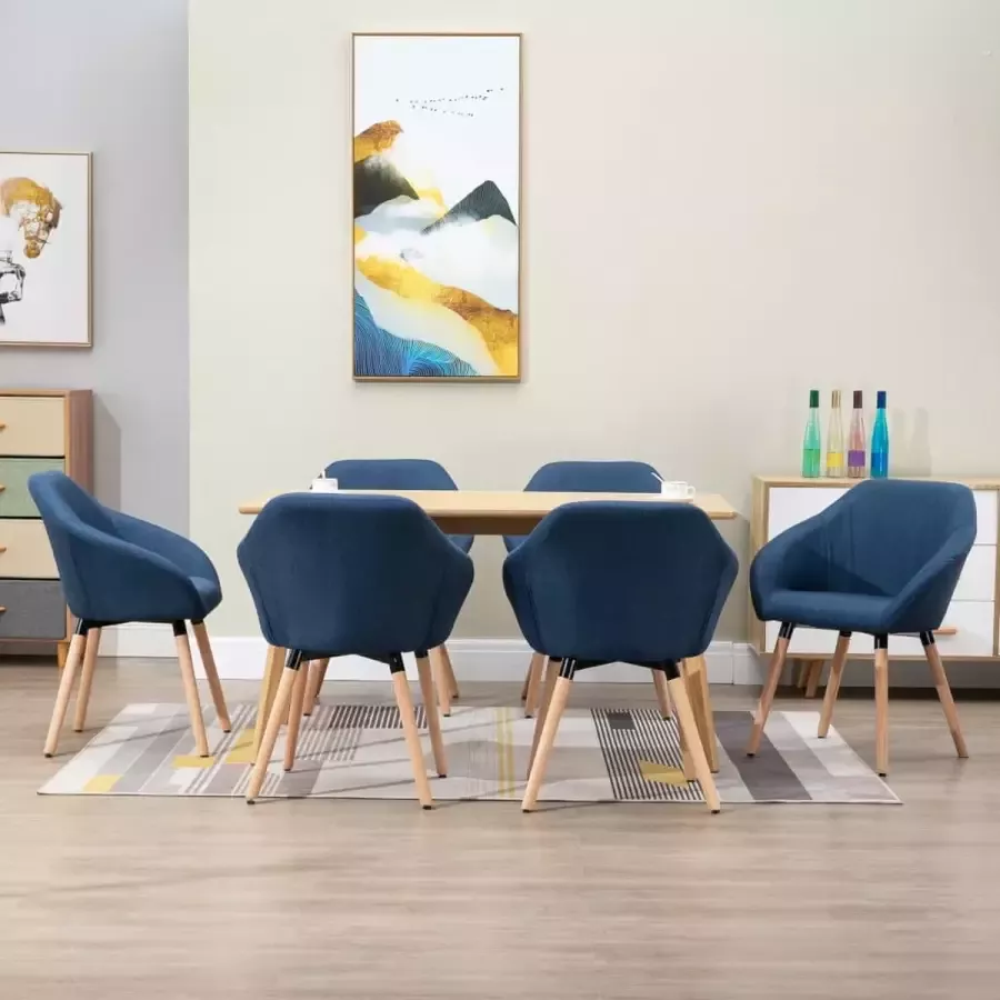 ForYou Prolenta Premium Eetkamerstoelen 6 st stof blauw - Foto 6