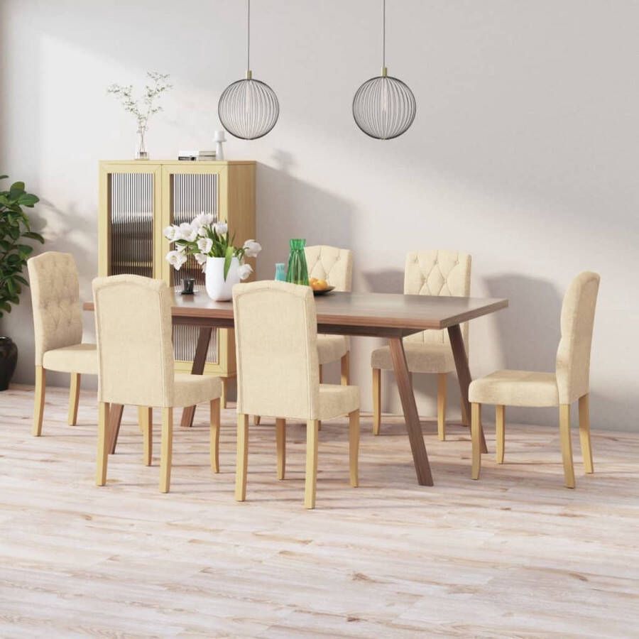 ForYou Prolenta Premium Eetkamerstoelen 6 st stof crèmekleurig