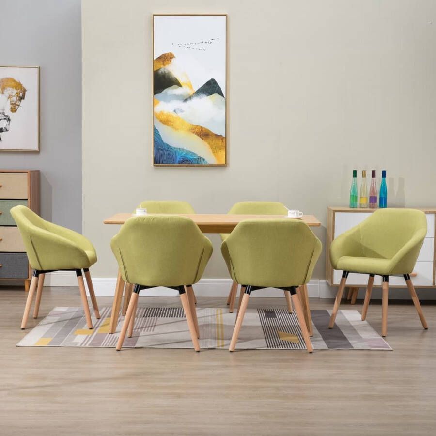 ForYou Prolenta Premium Eetkamerstoelen 6 st stof groen