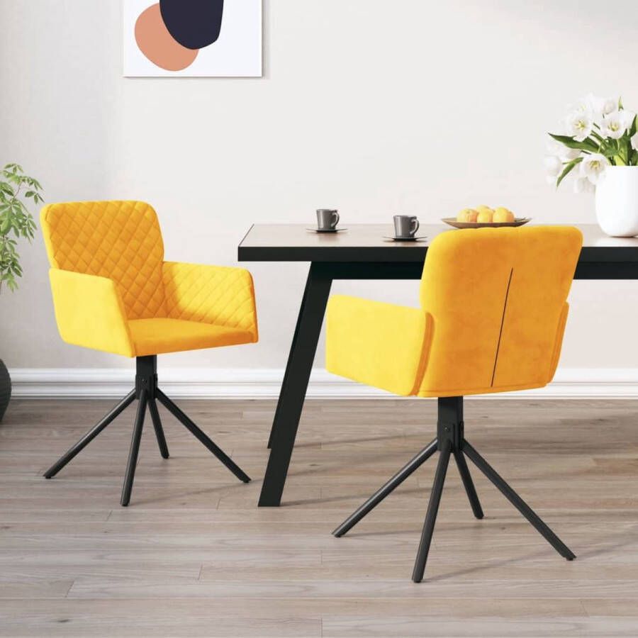 ForYou Prolenta Premium Eetkamerstoelen draaibaar 2 st fluweel geel