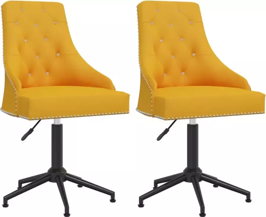ForYou Prolenta Premium Eetkamerstoelen draaibaar 2 st fluweel geel - Foto 12