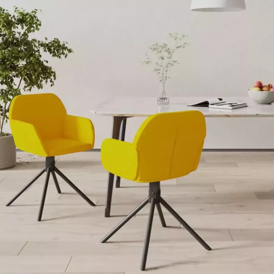ForYou Prolenta Premium Eetkamerstoelen draaibaar 2 st fluweel geel - Foto 2