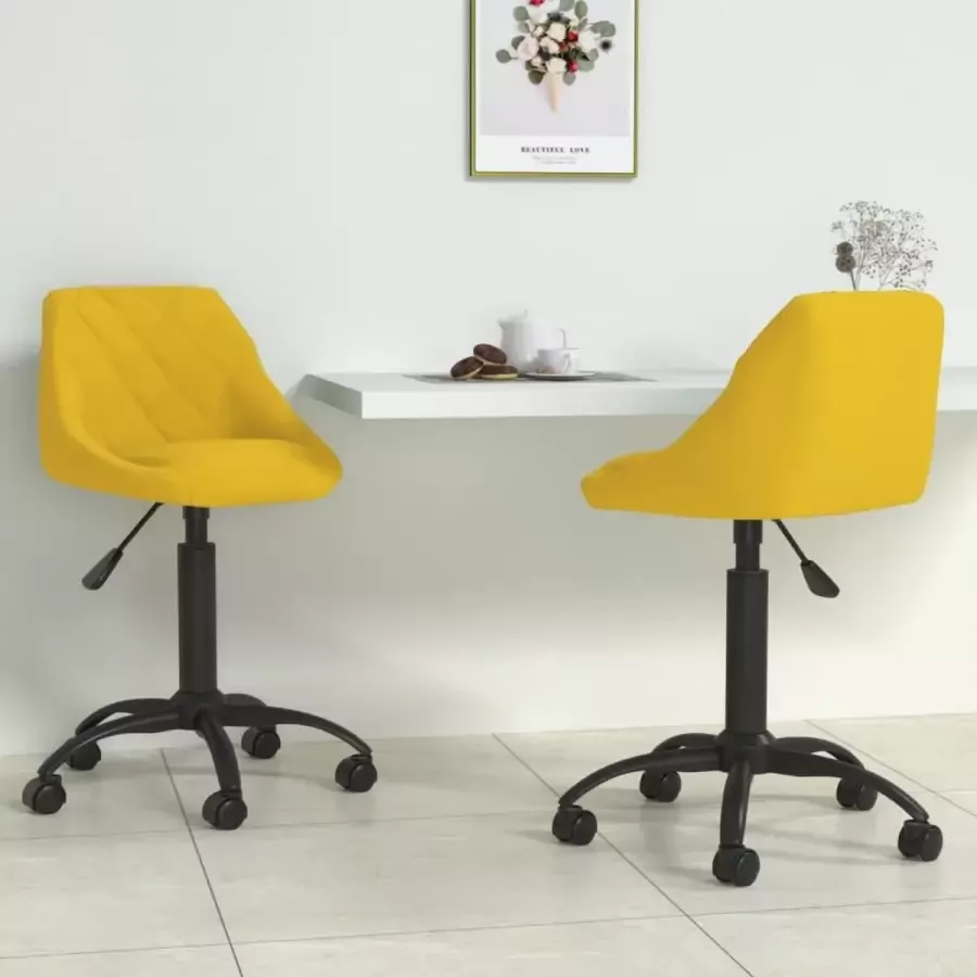 ForYou Prolenta Premium Eetkamerstoelen draaibaar 2 st fluweel geel