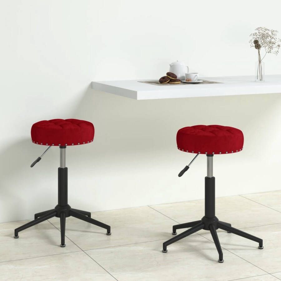 ForYou Prolenta Premium Eetkamerstoelen draaibaar 2 st fluweel wijnrood