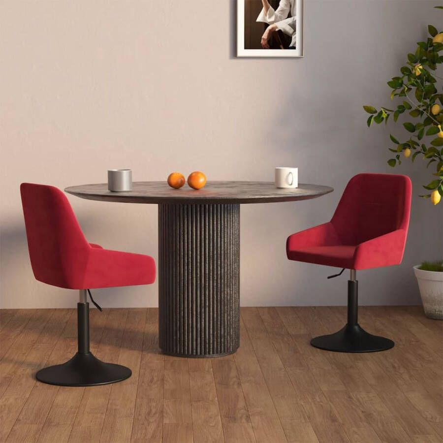 ForYou Prolenta Premium Eetkamerstoelen draaibaar 2 st fluweel wijnrood