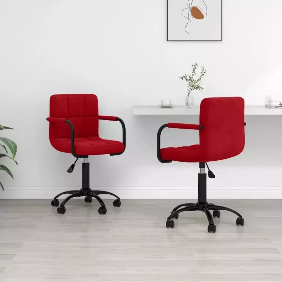 ForYou Prolenta Premium Eetkamerstoelen draaibaar 2 st fluweel wijnrood