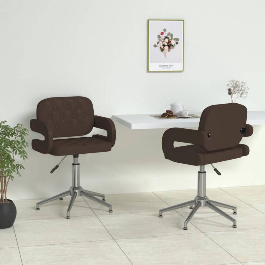 ForYou Prolenta Premium Eetkamerstoelen draaibaar 2 st kunstleer bruin