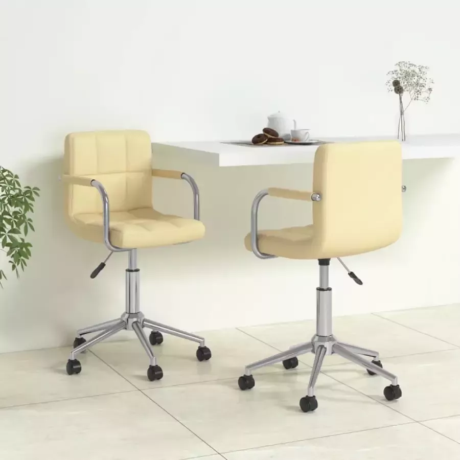 ForYou Prolenta Premium Eetkamerstoelen draaibaar 2 st kunstleer crèmekleurig - Foto 5