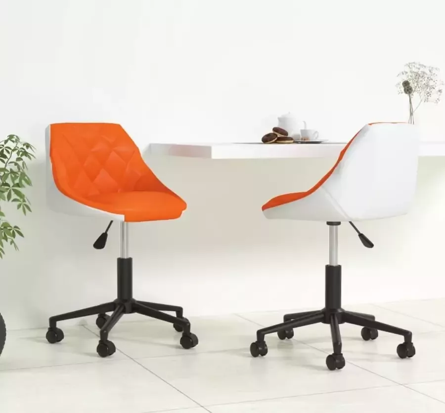 ForYou Prolenta Premium Eetkamerstoelen draaibaar 2 st kunstleer oranje en wit