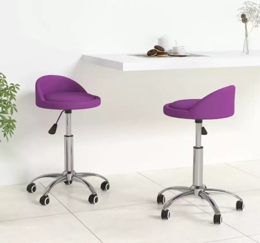 ForYou Prolenta Premium Eetkamerstoelen draaibaar 2 st kunstleer paars