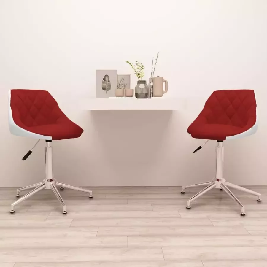 ForYou Prolenta Premium Eetkamerstoelen draaibaar 2 st kunstleer wijnrood en wit