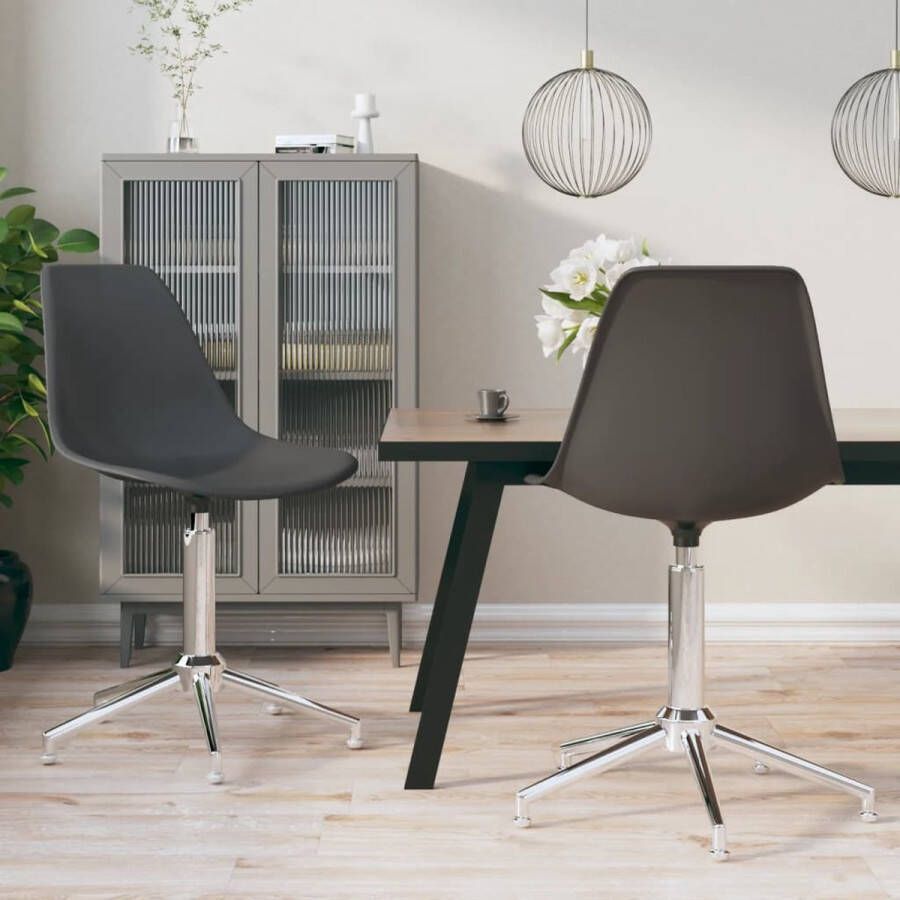 ForYou Prolenta Premium Eetkamerstoelen draaibaar 2 st polypropeen lichtgrijs