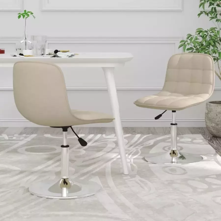 ForYou Prolenta Premium Eetkamerstoelen draaibaar 2 st stof crèmekleurig