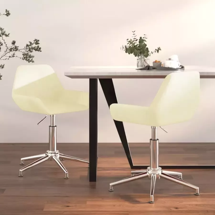 ForYou Prolenta Premium Eetkamerstoelen draaibaar 2 st stof crèmekleurig