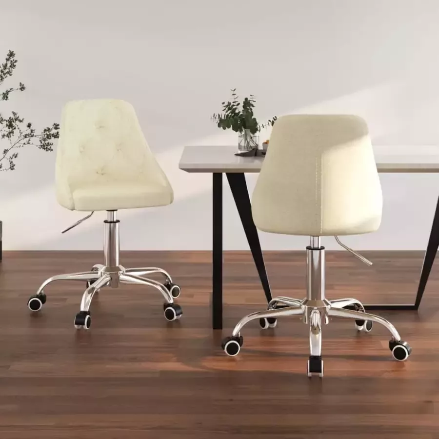 ForYou Prolenta Premium Eetkamerstoelen draaibaar 2 st stof crèmekleurig