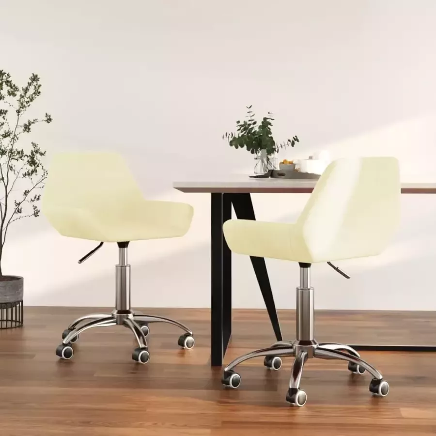 ForYou Prolenta Premium Eetkamerstoelen draaibaar 2 st stof crèmekleurig