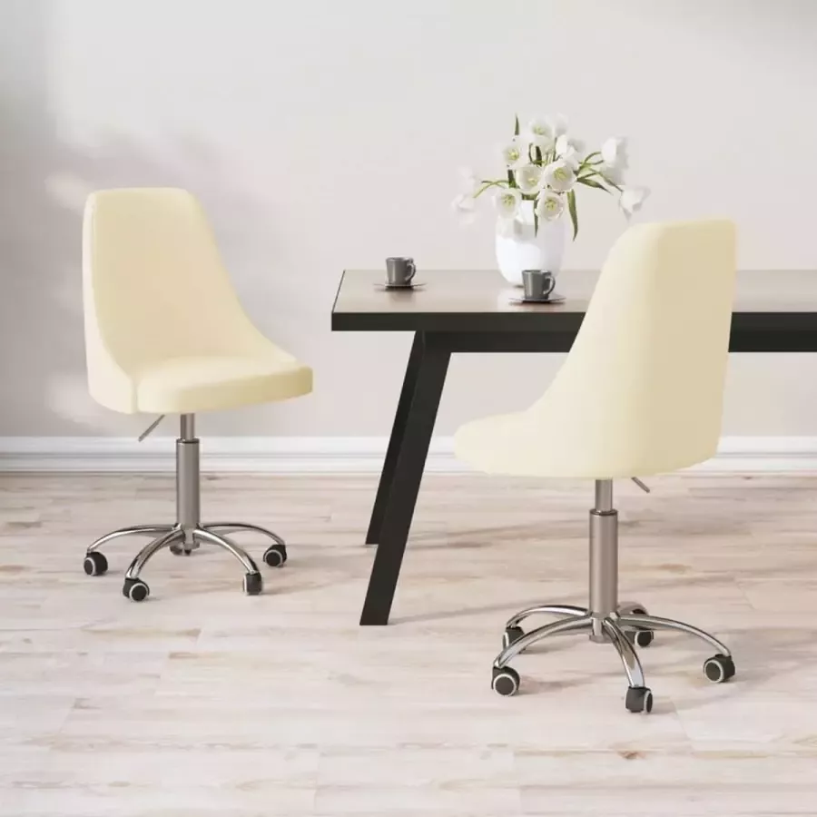 ForYou Prolenta Premium Eetkamerstoelen draaibaar 2 st stof crèmekleurig