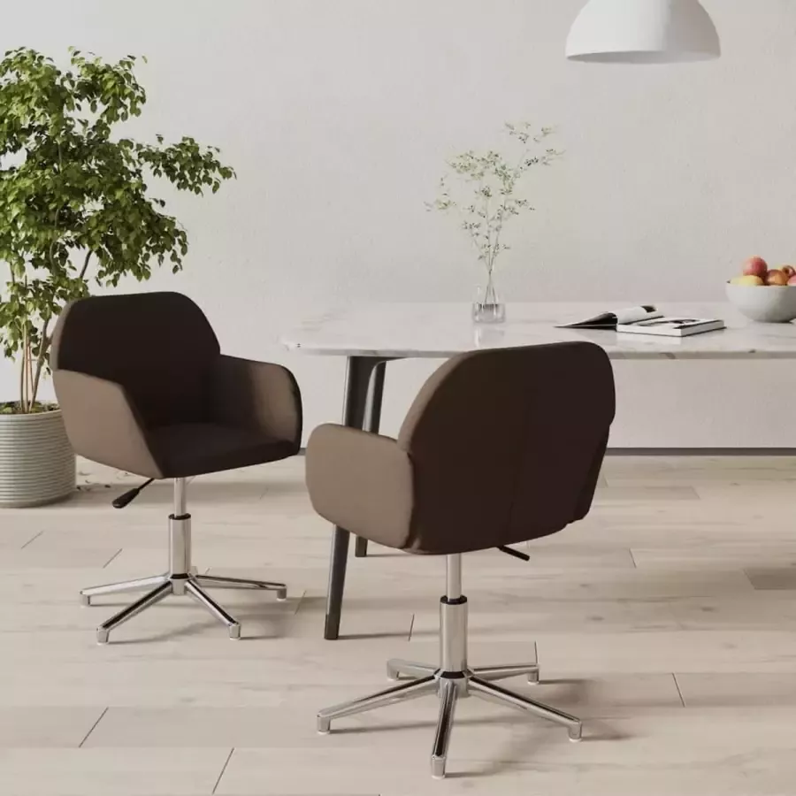 ForYou Prolenta Premium Eetkamerstoelen draaibaar 2 st stof donkerbruin