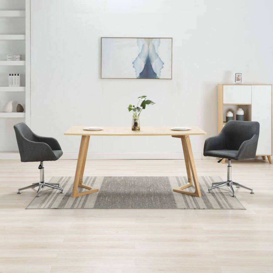 ForYou Prolenta Premium Eetkamerstoelen draaibaar 2 st stof donkergrijs