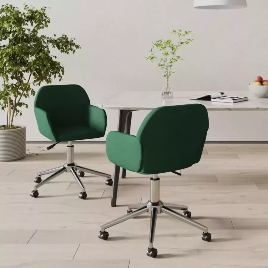 ForYou Prolenta Premium Eetkamerstoelen draaibaar 2 st stof donkergroen