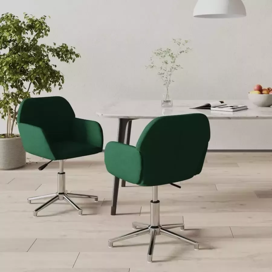 ForYou Prolenta Premium Eetkamerstoelen draaibaar 2 st stof donkergroen