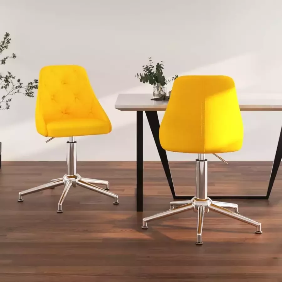 ForYou Prolenta Premium Eetkamerstoelen draaibaar 2 st stof geel - Foto 7