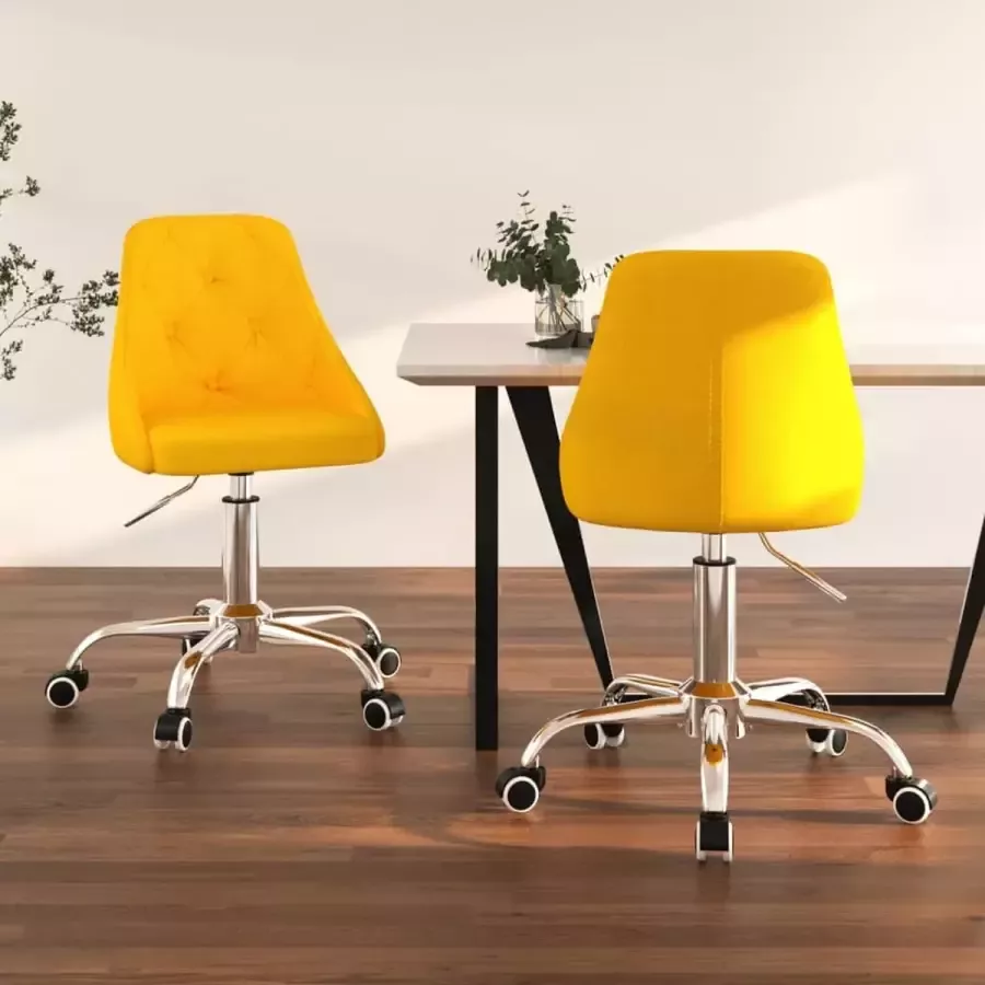 ForYou Prolenta Premium Eetkamerstoelen draaibaar 2 st stof geel - Foto 9