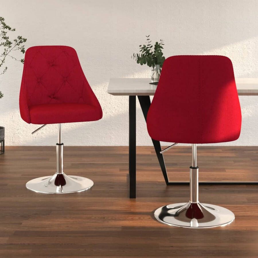 ForYou Prolenta Premium Eetkamerstoelen draaibaar 2 st stof wijnrood