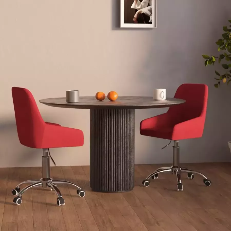 ForYou Prolenta Premium Eetkamerstoelen draaibaar 2 st stof wijnrood