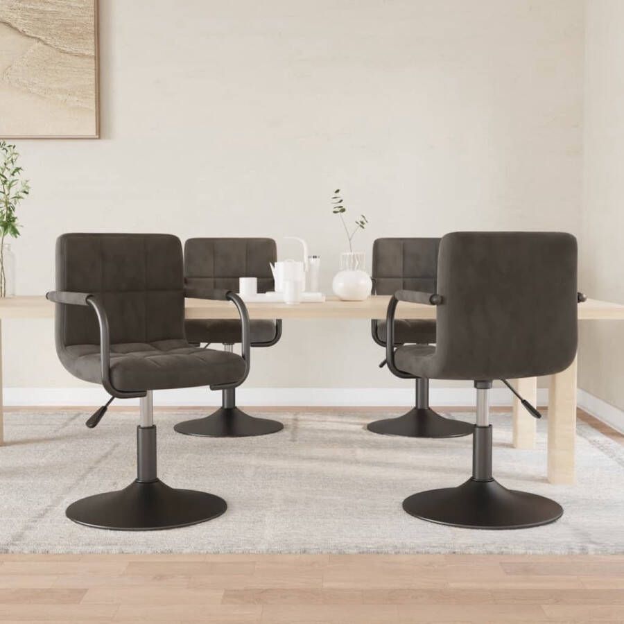 ForYou Prolenta Premium Eetkamerstoelen draaibaar 4 st fluweel donkergrijs