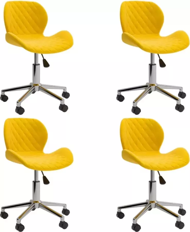 ForYou Prolenta Premium Eetkamerstoelen draaibaar 4 st fluweel geel - Foto 9