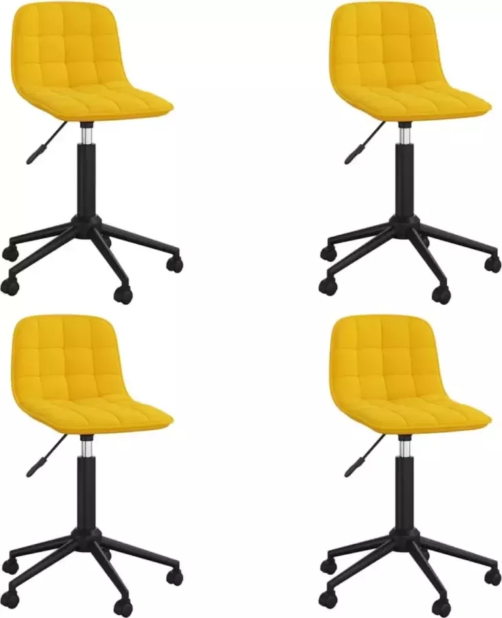 ForYou Prolenta Premium Eetkamerstoelen draaibaar 4 st fluweel geel - Foto 5