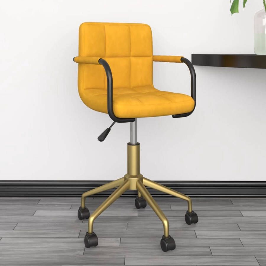 ForYou Prolenta Premium Eetkamerstoelen draaibaar 4 st fluweel mosterdgeel - Foto 4