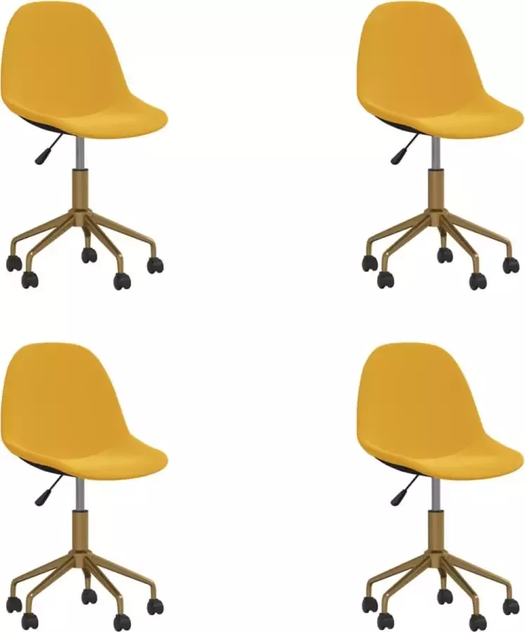 ForYou Prolenta Premium Eetkamerstoelen draaibaar 4 st fluweel mosterdgeel