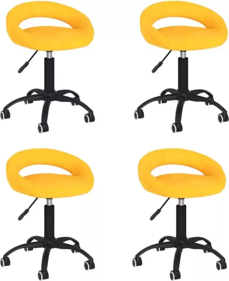 ForYou Prolenta Premium Eetkamerstoelen draaibaar 4 st fluweel mosterdgeel