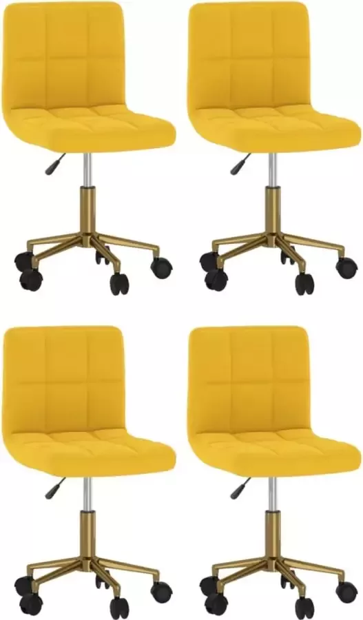 ForYou Prolenta Premium Eetkamerstoelen draaibaar 4 st fluweel mosterdgeel