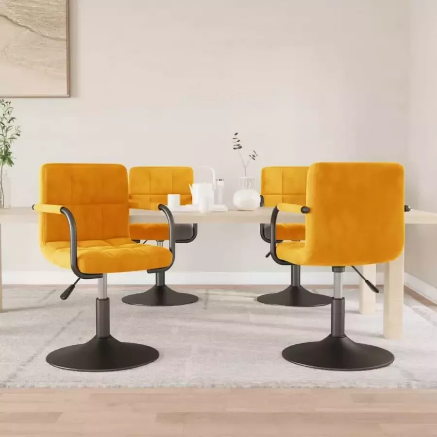 ForYou Prolenta Premium Eetkamerstoelen draaibaar 4 st fluweel mosterdgeel