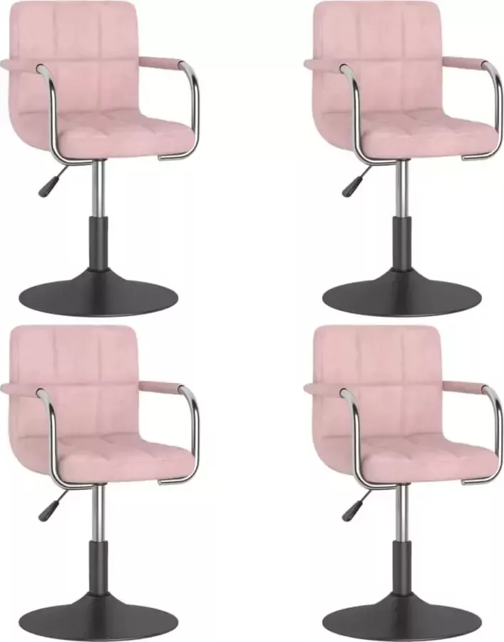 ForYou Prolenta Premium Eetkamerstoelen draaibaar 4 st fluweel roze - Foto 8