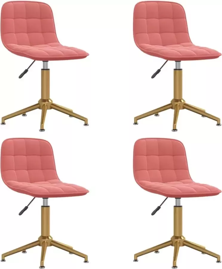 ForYou Prolenta Premium Eetkamerstoelen draaibaar 4 st fluweel roze - Foto 6