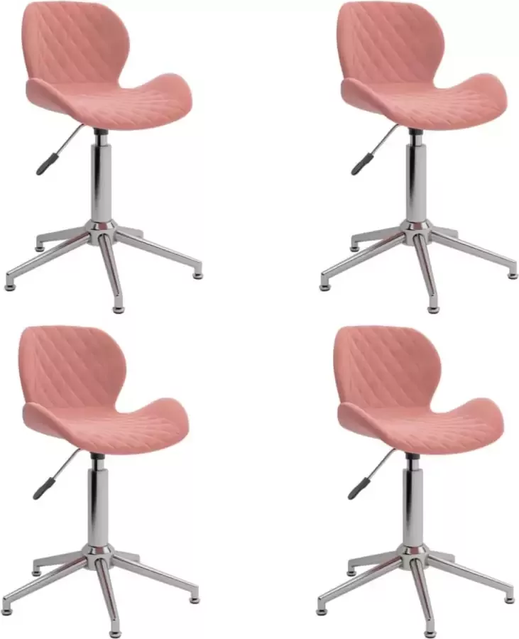 ForYou Prolenta Premium Eetkamerstoelen draaibaar 4 st fluweel roze - Foto 7