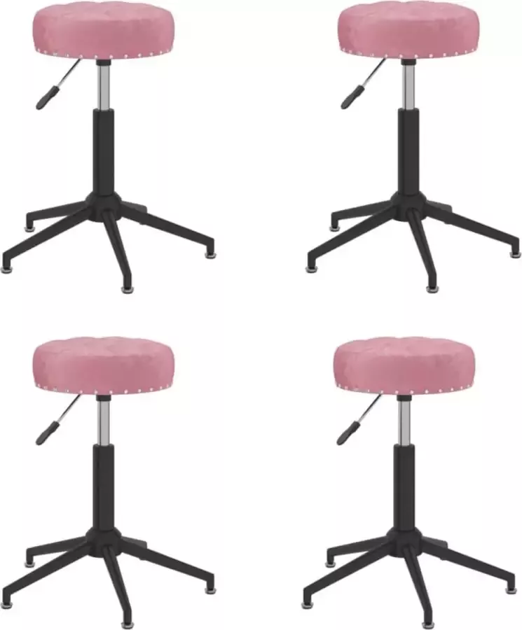 ForYou Prolenta Premium Eetkamerstoelen draaibaar 4 st fluweel roze - Foto 5